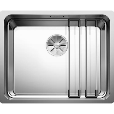 BLANCO - ETAGON 500-U, Rechteckiges Edelstahl Waschbecken (Einbauraum: 500 x 400 mm) - Seidenglanz Finish, 600 mm Untermaß