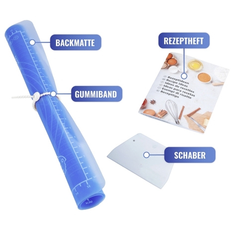 Maximex - Antihaft-Backmatte 70x50cm (Blau, Silikon) mit Teigschaber