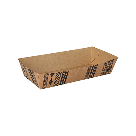 Conpax - 3,6 cm x 10,6 cm x 17,2 cm - Extra Große Maori Snacktrays aus Pappe, 37 cm x 46 cm x 22,5 cm, Braun
