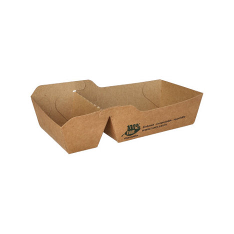 Papstar - 80 Pommes-Frites-Trays | 2-geteilt Pappe/Karton braun (9.50 cm x 16.00 cm x 26.50 cm)