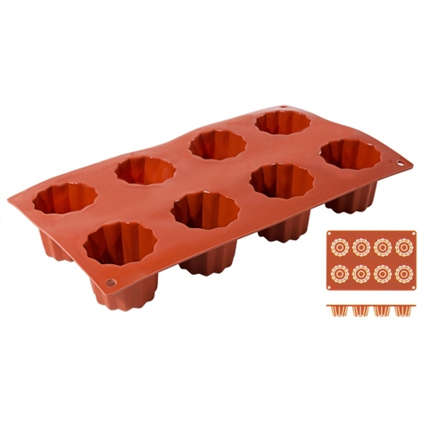 Contacto Bander - BORDELAIS - Terrakottafarbene Silikon-Backmatte mit 8 Formen