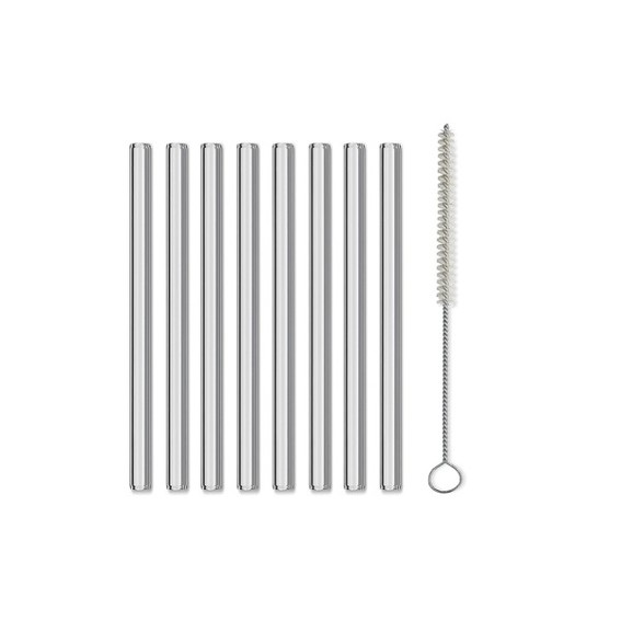 KELA - 12537 - Trinkhalm Glas Grace transparent Set, 8 Stück, 15 cm Länge, 0.9 cm Ø