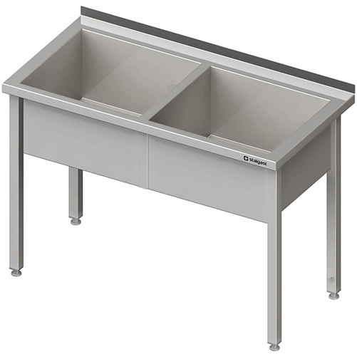 STALGAST - 1600x600x850 mm - Edelstahl Topfspüle mit zwei silbernen Becken (300 mm Beckenhöhe), aufkantbar